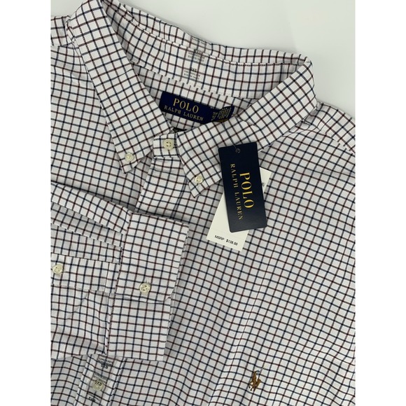 Polo Ralph Lauren Shirt Mens 5XB Blue Red White Check Flesh Pony Logo Button NEW